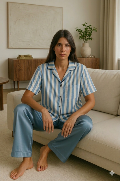 Ensemble chemisier et pantalon - Thème de l'Eau